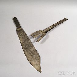 Large Tin Advertising Fork and Knife